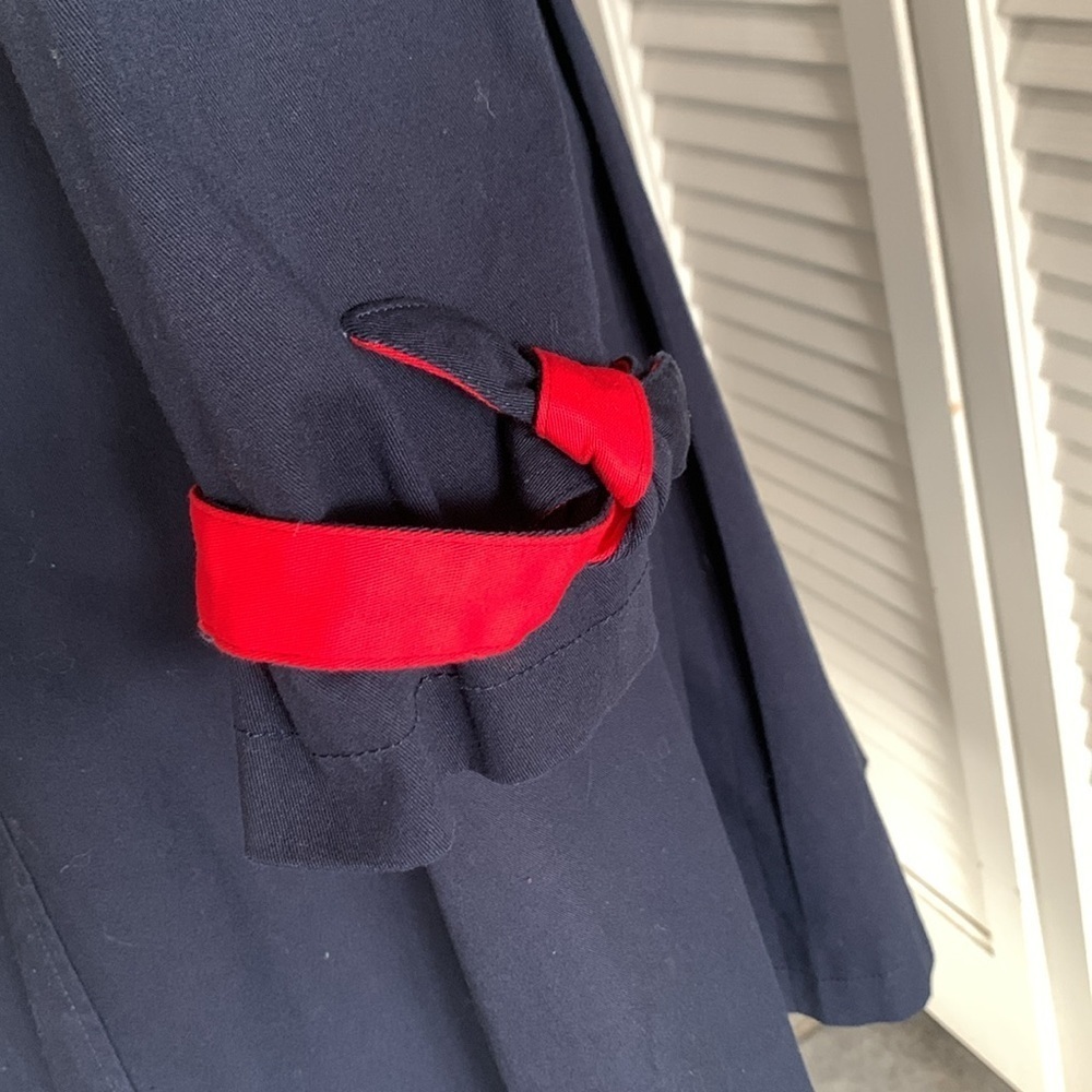 Modcloth Women's Classic Imagination Trench Coat Swing Navy Blue Red NWT Size M - Picture 7 of 16